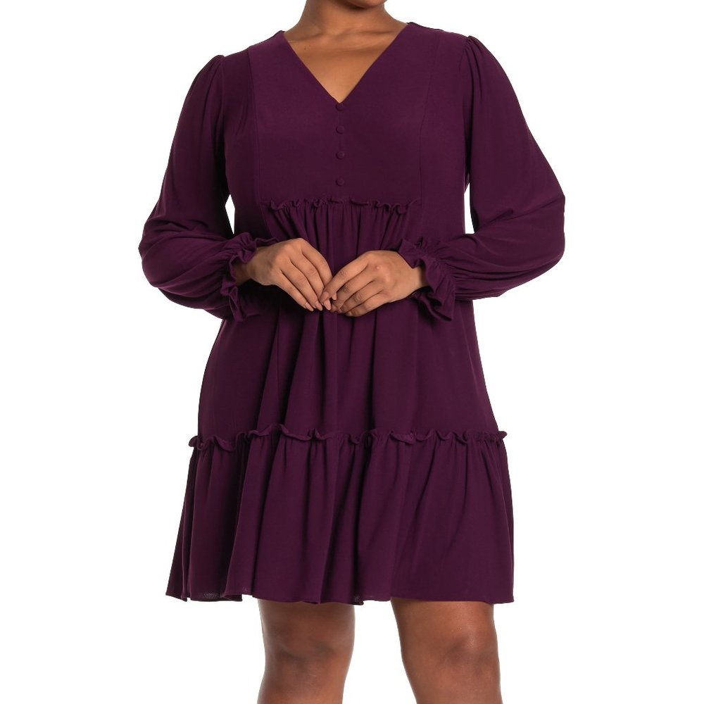 V-Neck Button Front Dress